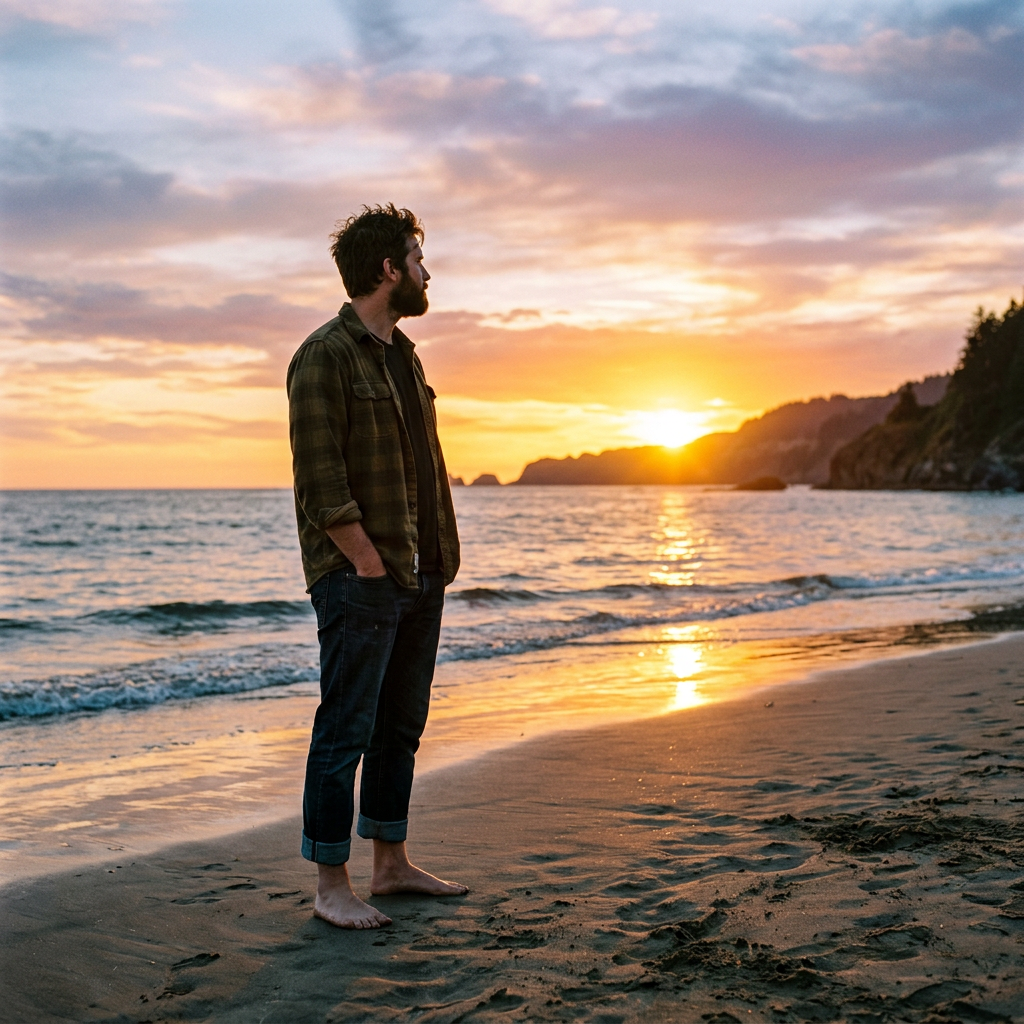 Man standing at sunset